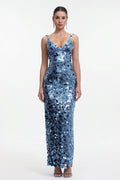 Priscilla Blue Sequin Evening Dress