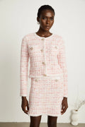 Priscilla Cardigan & Skirt Pink Check Pattern Set