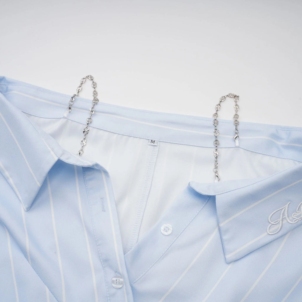 Rachel Blouse Blue Stripe Off Shoulder Style