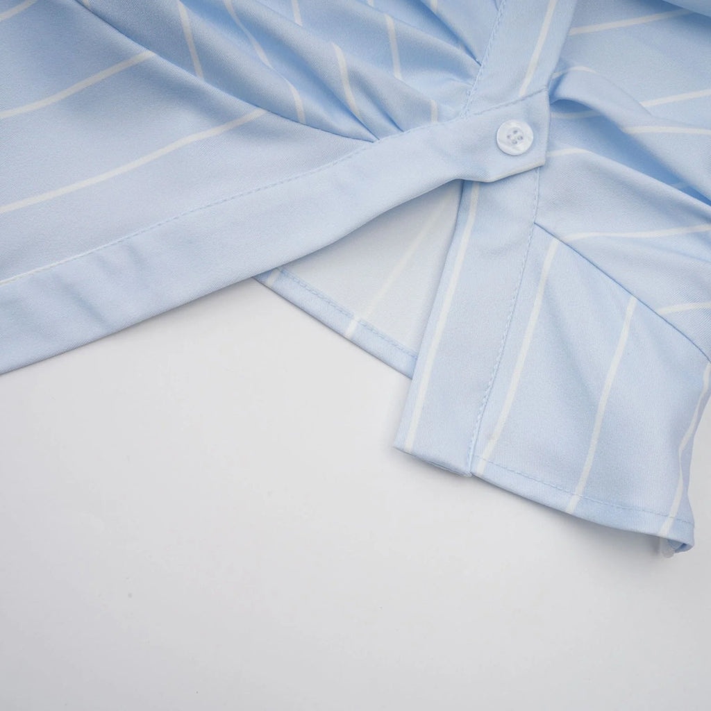 Rachel Blouse Blue Stripe Off Shoulder Style