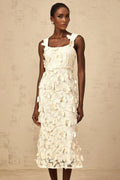 Rachel Midi Dress Butterfly - Appliqu Flared Neutrals