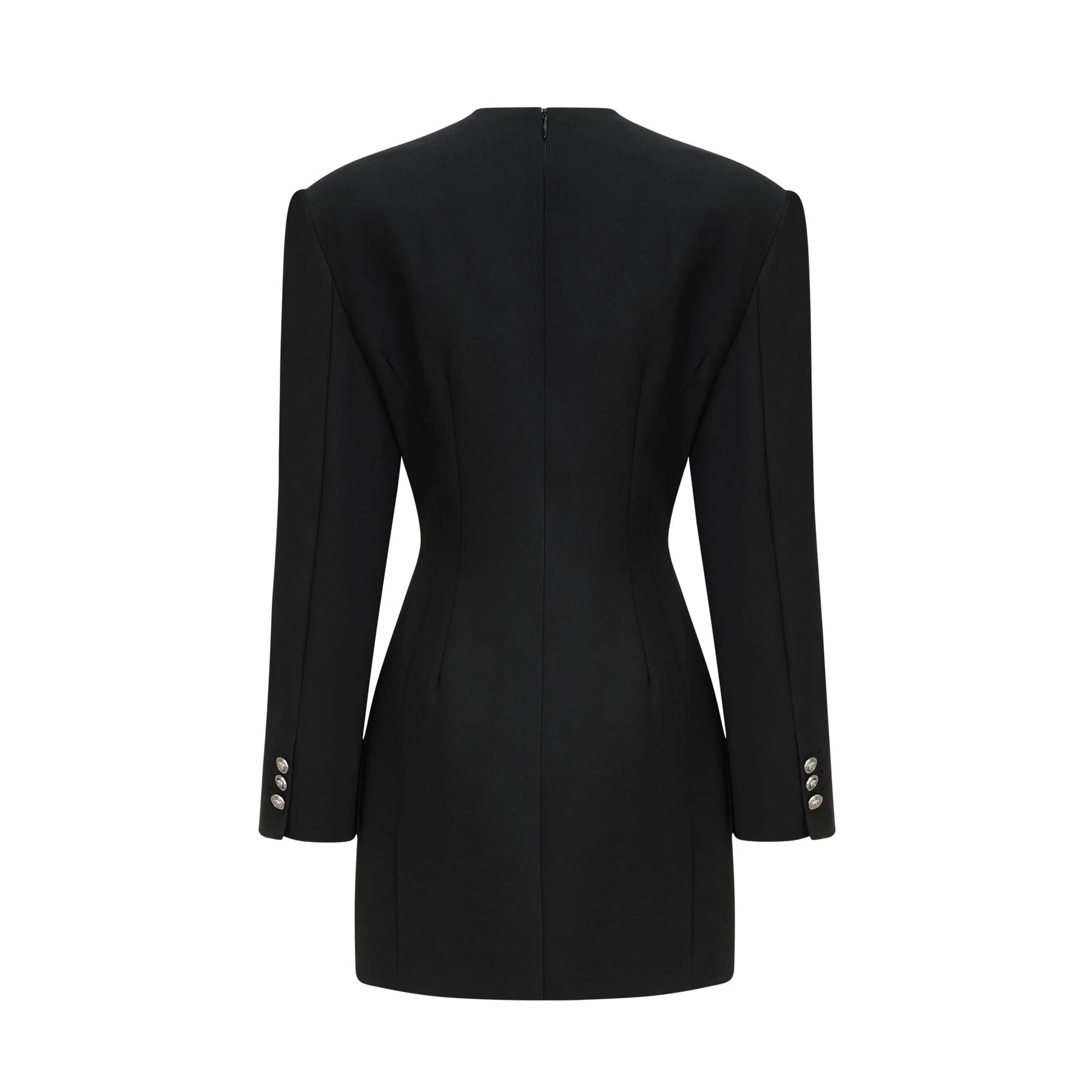 Raegan Mini Dress Black Shoulder Pad Buckle Detailing