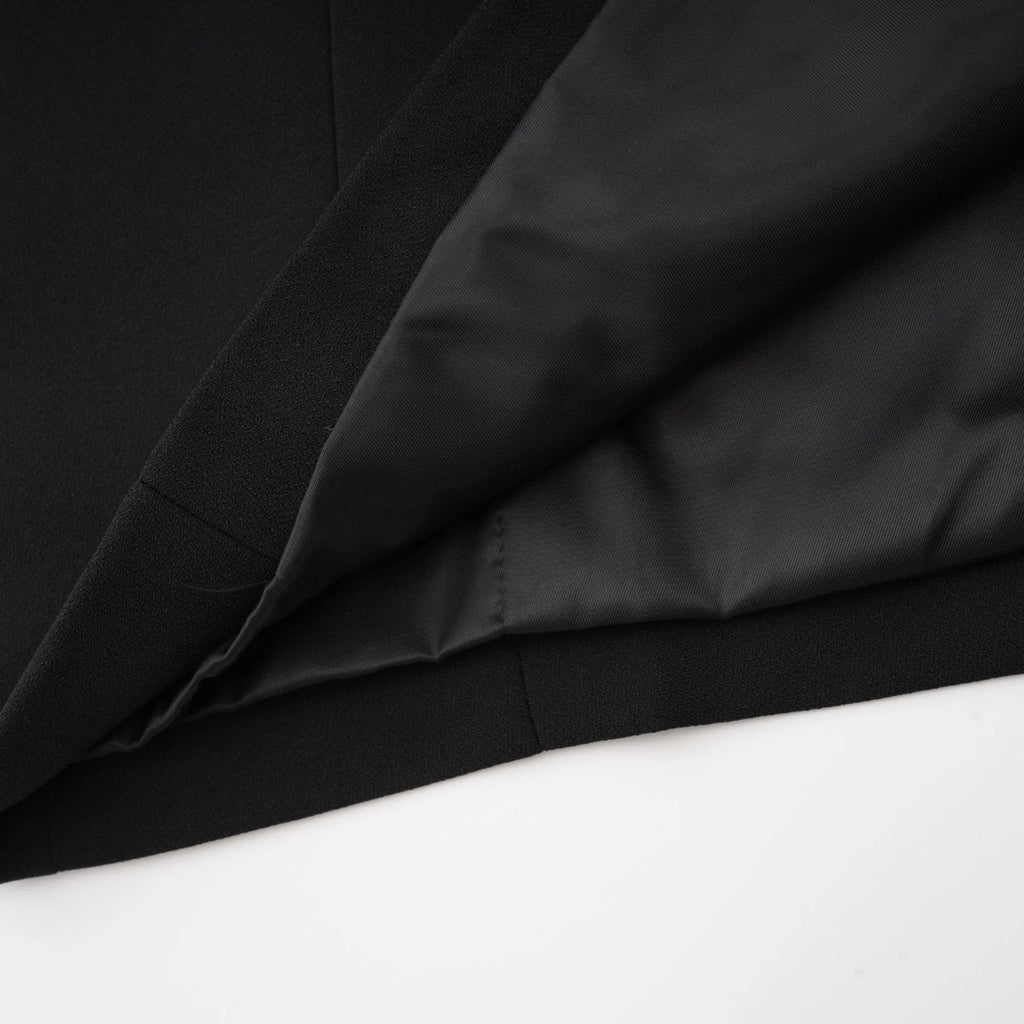 Raegan Mini Dress Black Shoulder Pad Buckle Detailing