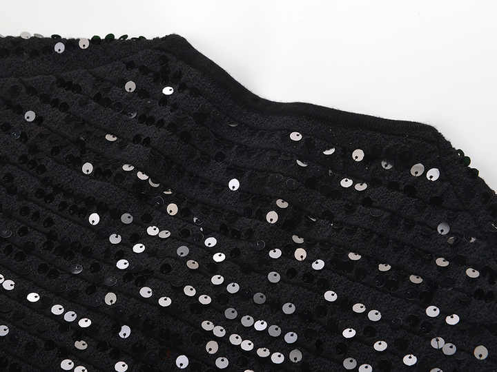 Raffaelina Blazer - Cropped Silhouette - Sequined Design - Tailored Fit - Bejeweled Buttons - Versatile Styling