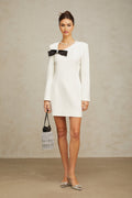 Raffaelina Mini Dress White Black Bow Crystal Silhouette