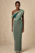 Raven Maxi Dress in Vibrant Green with Mono Shoulder