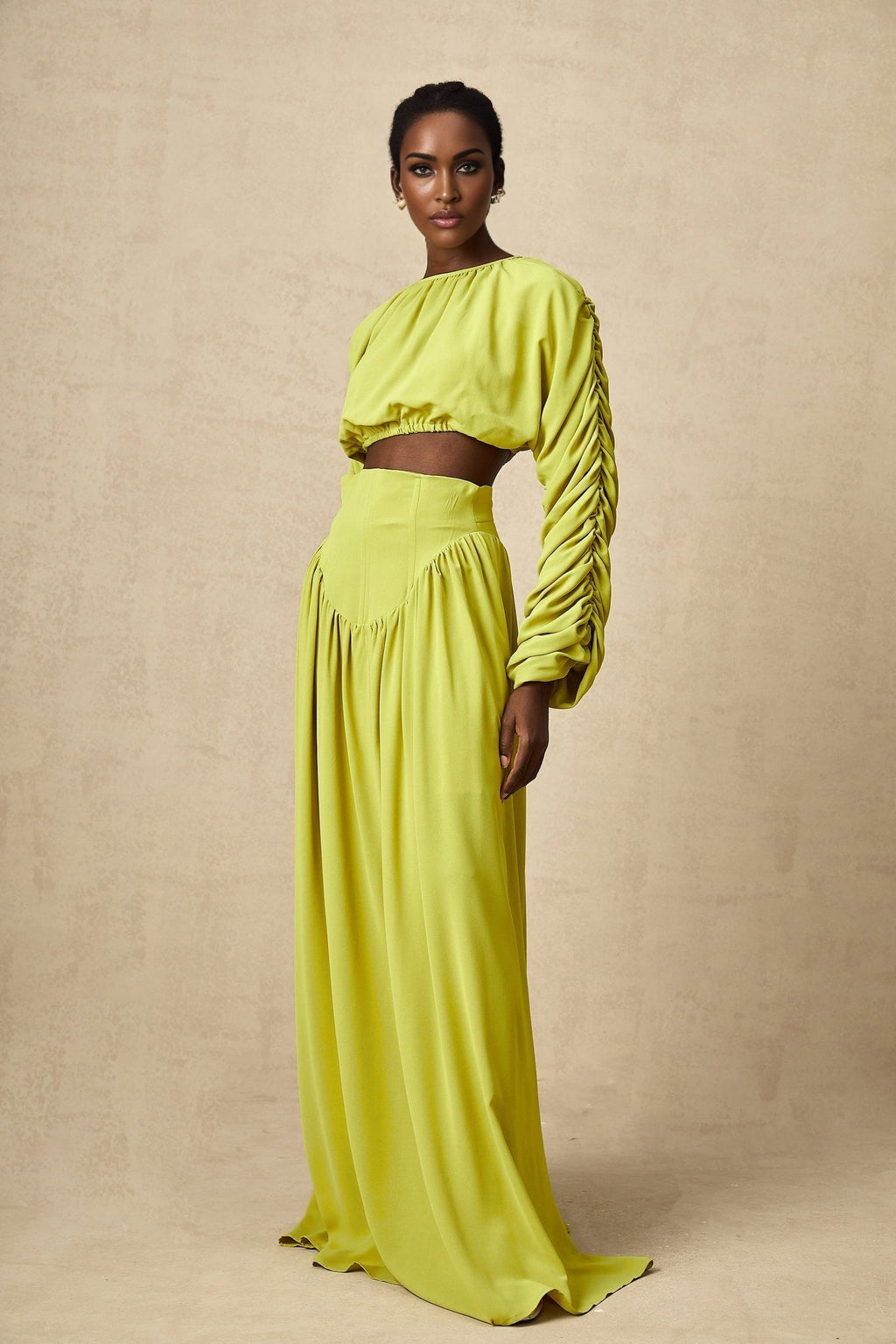 Raven Skirt & Top Set in Lime Green