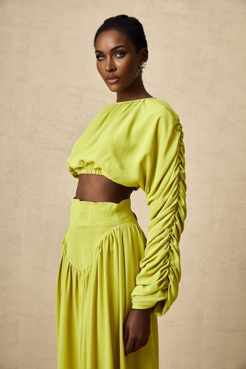 Raven Skirt & Top Set in Lime Green