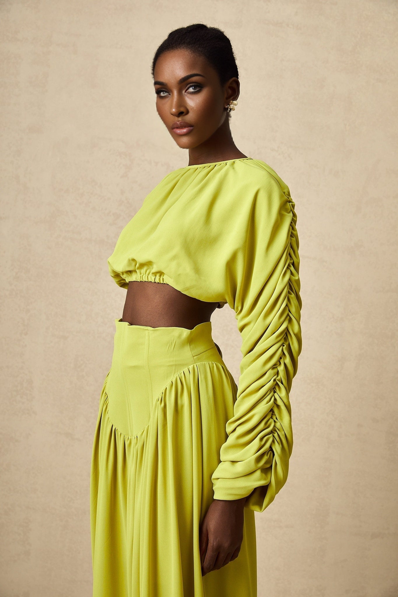 Raven Skirt & Top Set in Lime Green