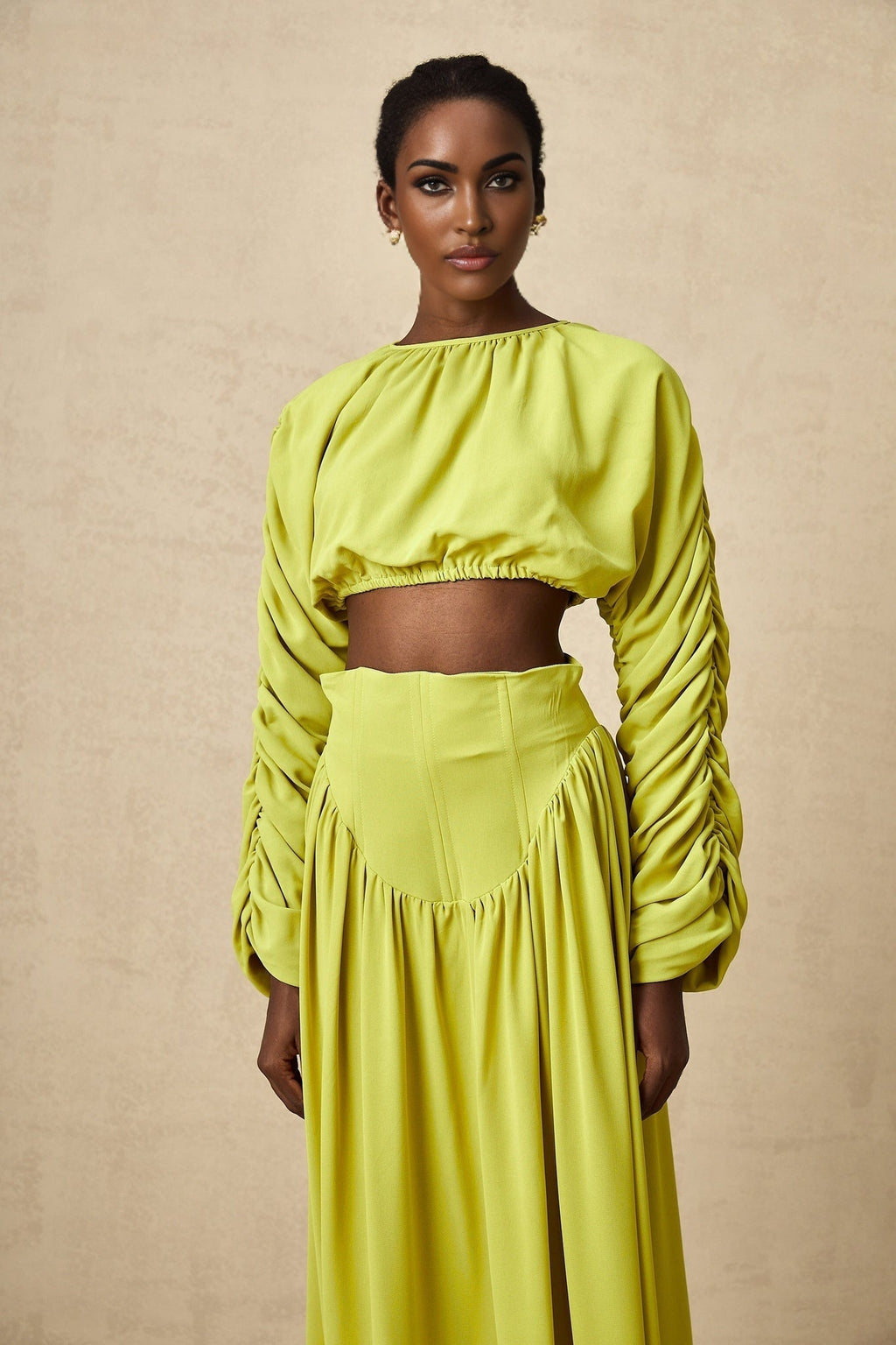 Raven Skirt & Top Set in Lime Green