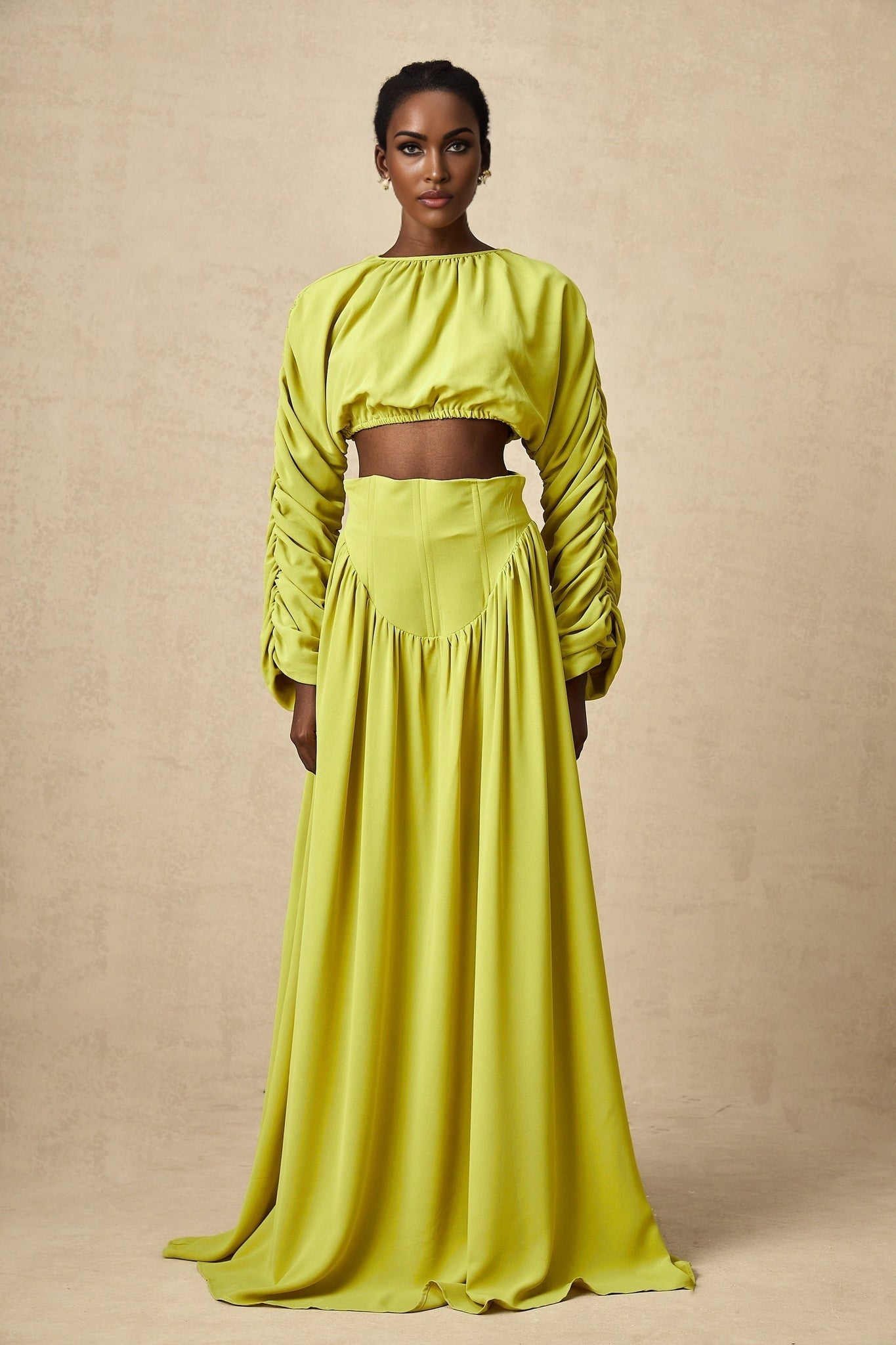 Raven Skirt & Top Set in Lime Green