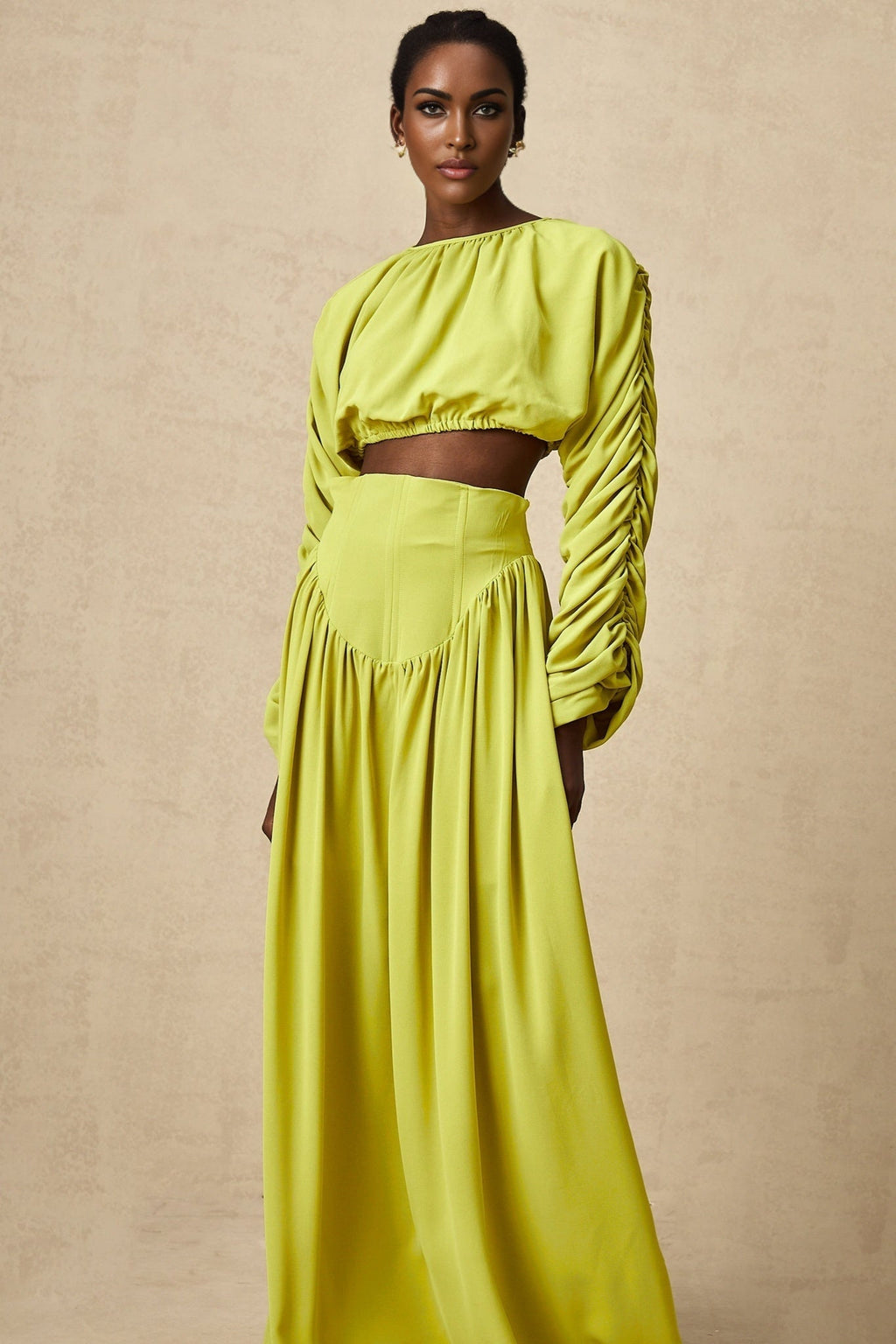 Raven Skirt & Top Set in Lime Green