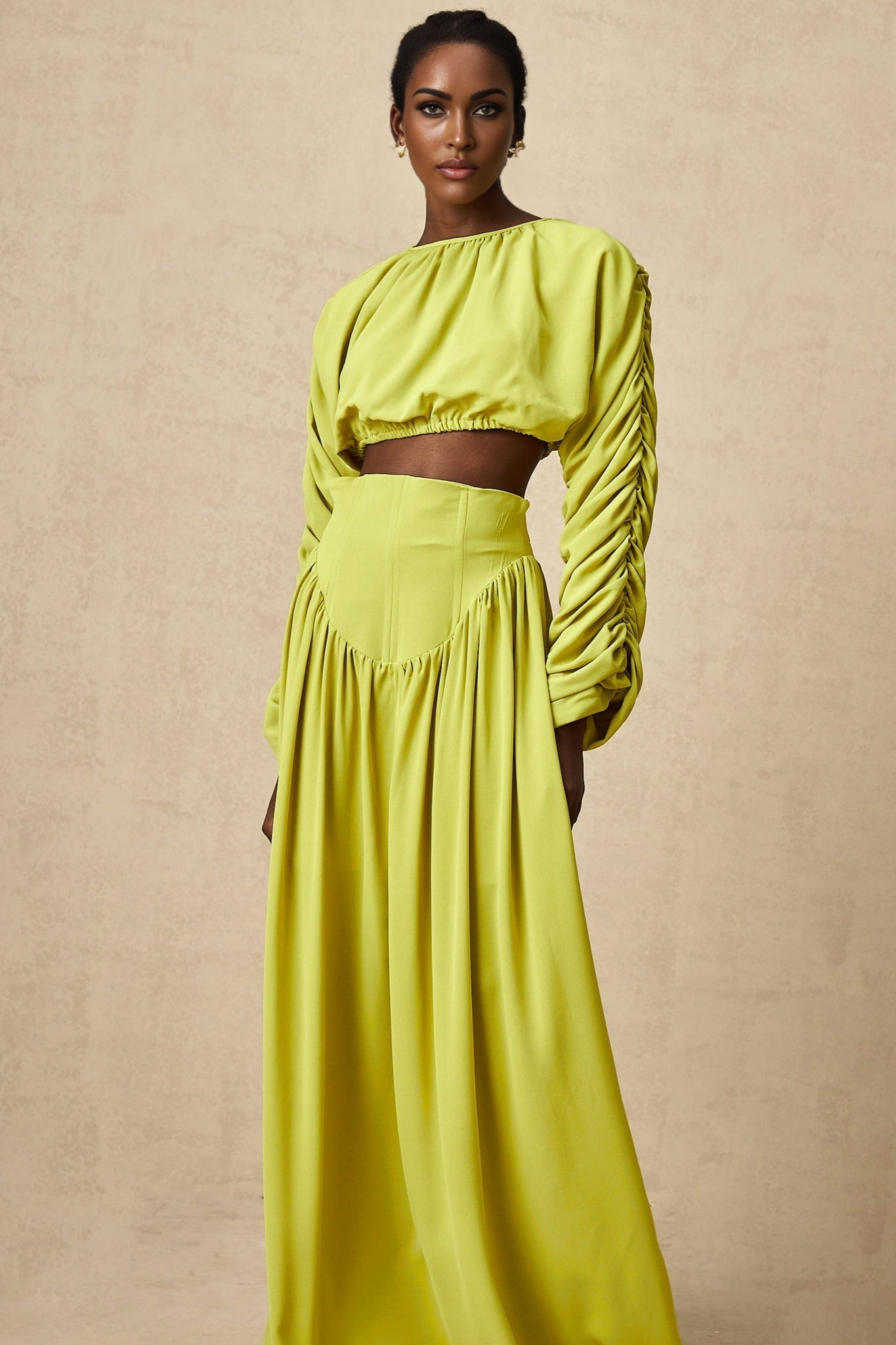 Raven Skirt & Top Set in Lime Green