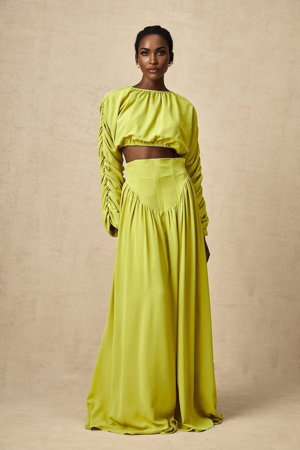 Raven Skirt & Top Set in Lime Green