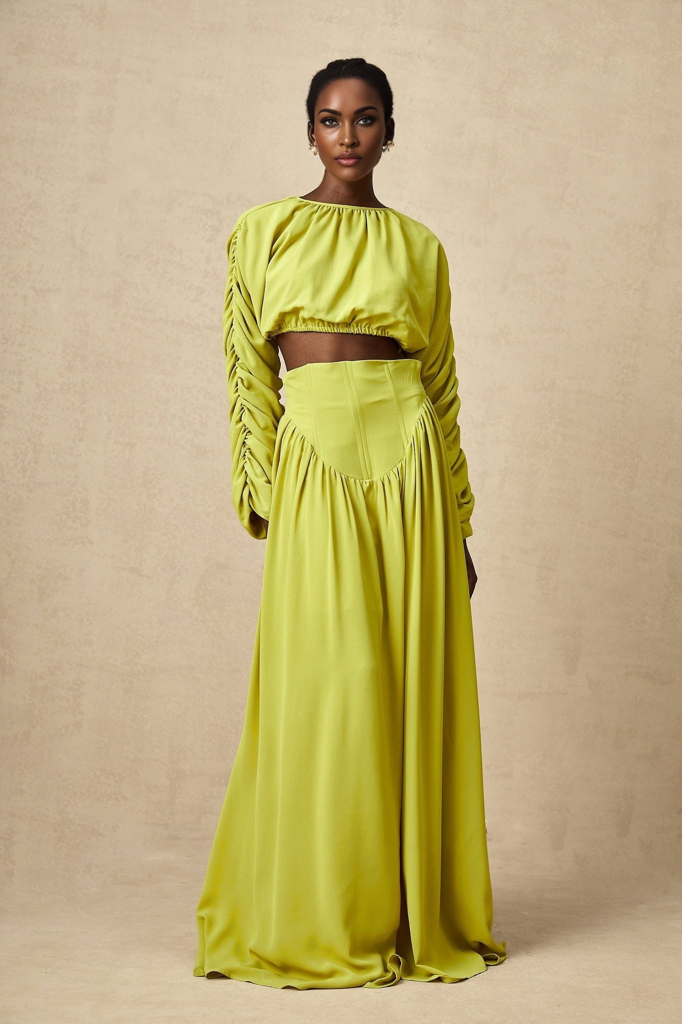 Raven Skirt & Top Set in Lime Green
