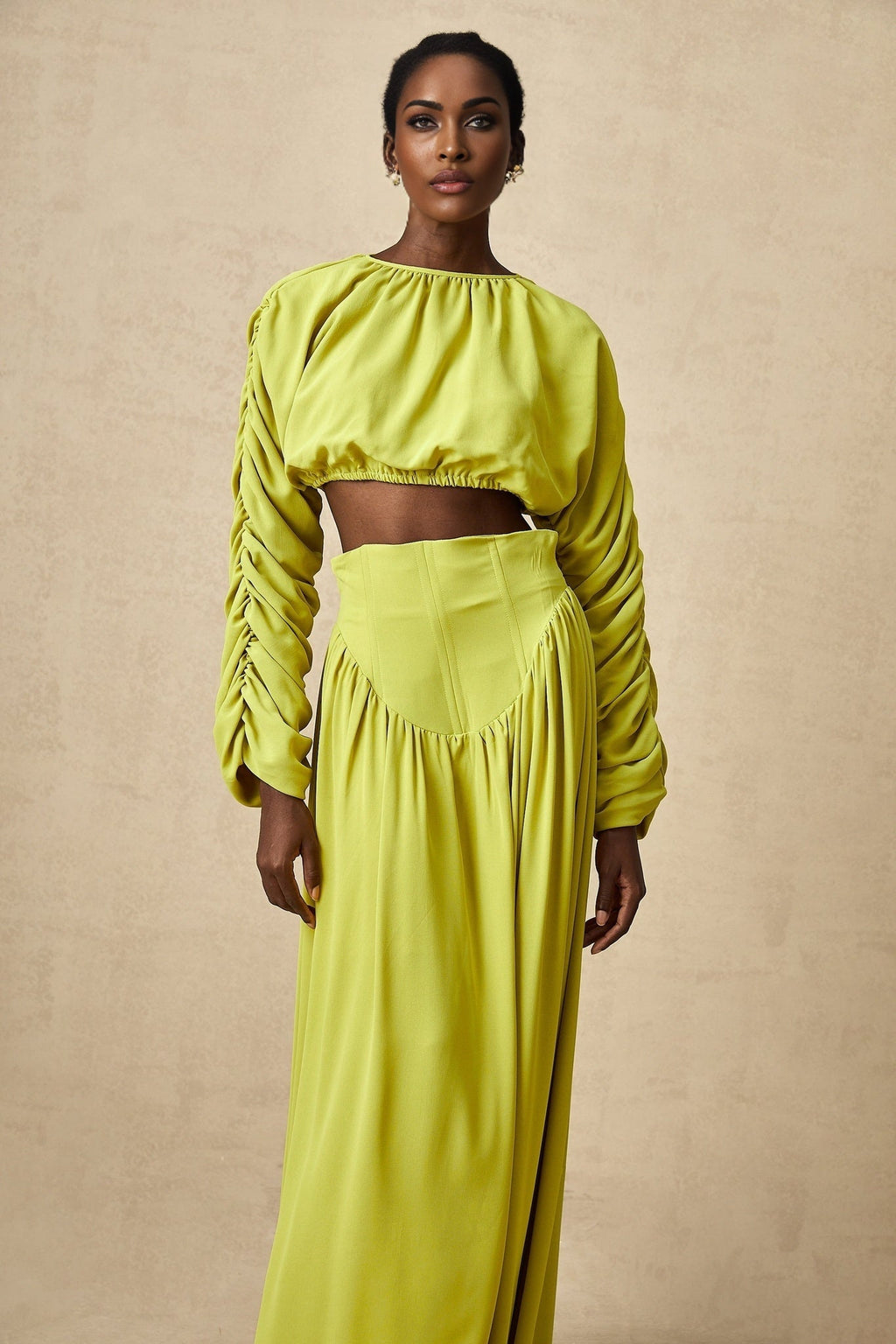 Raven Skirt & Top Set in Lime Green