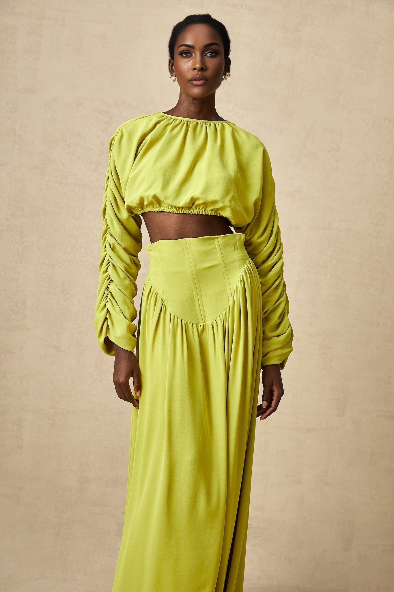 Raven Skirt & Top Set in Lime Green