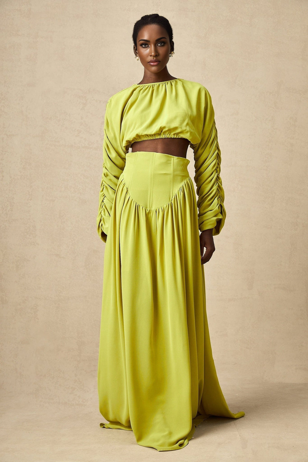 Raven Skirt & Top Set in Lime Green