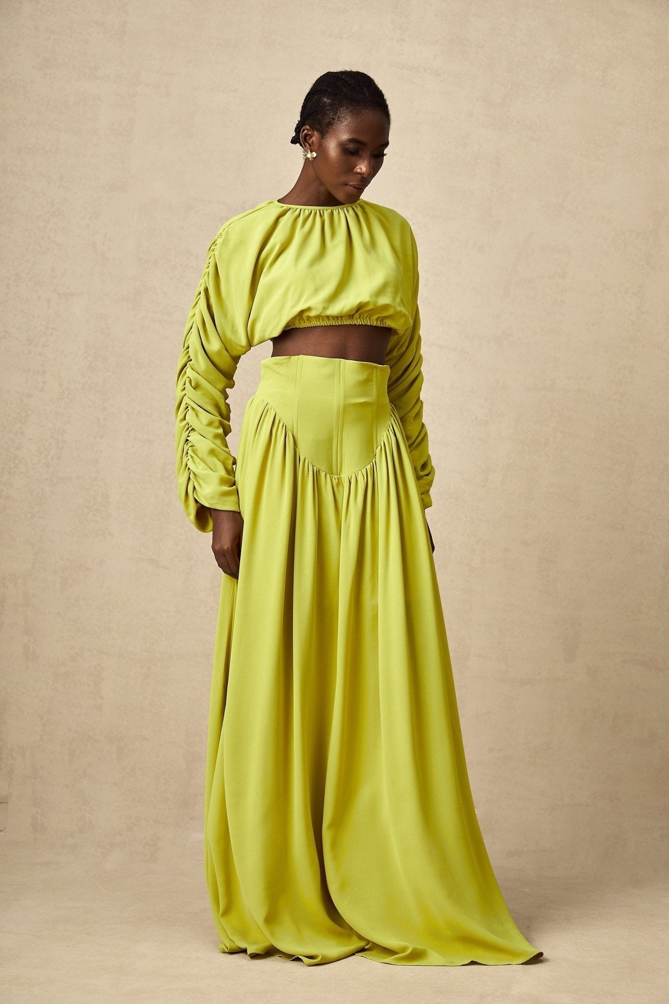 Raven Skirt & Top Set in Lime Green