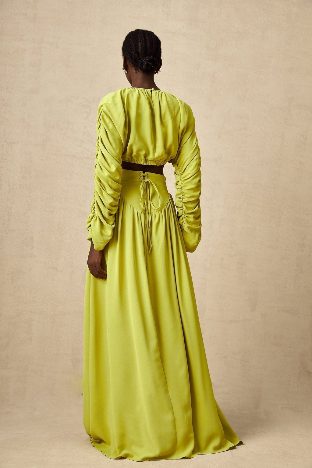 Raven Skirt & Top Set in Lime Green
