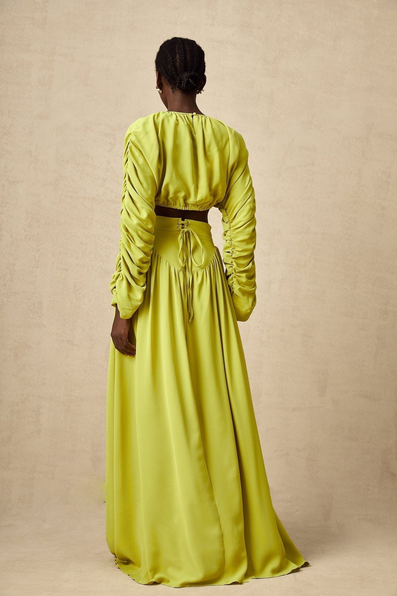 Raven Skirt & Top Set in Lime Green