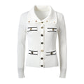 Raven Top – Fitted Ribbed Knit – Collared Design – Gold Button Accents – Decorative Pockets – Tailored Silhouette – Stretch Fabric