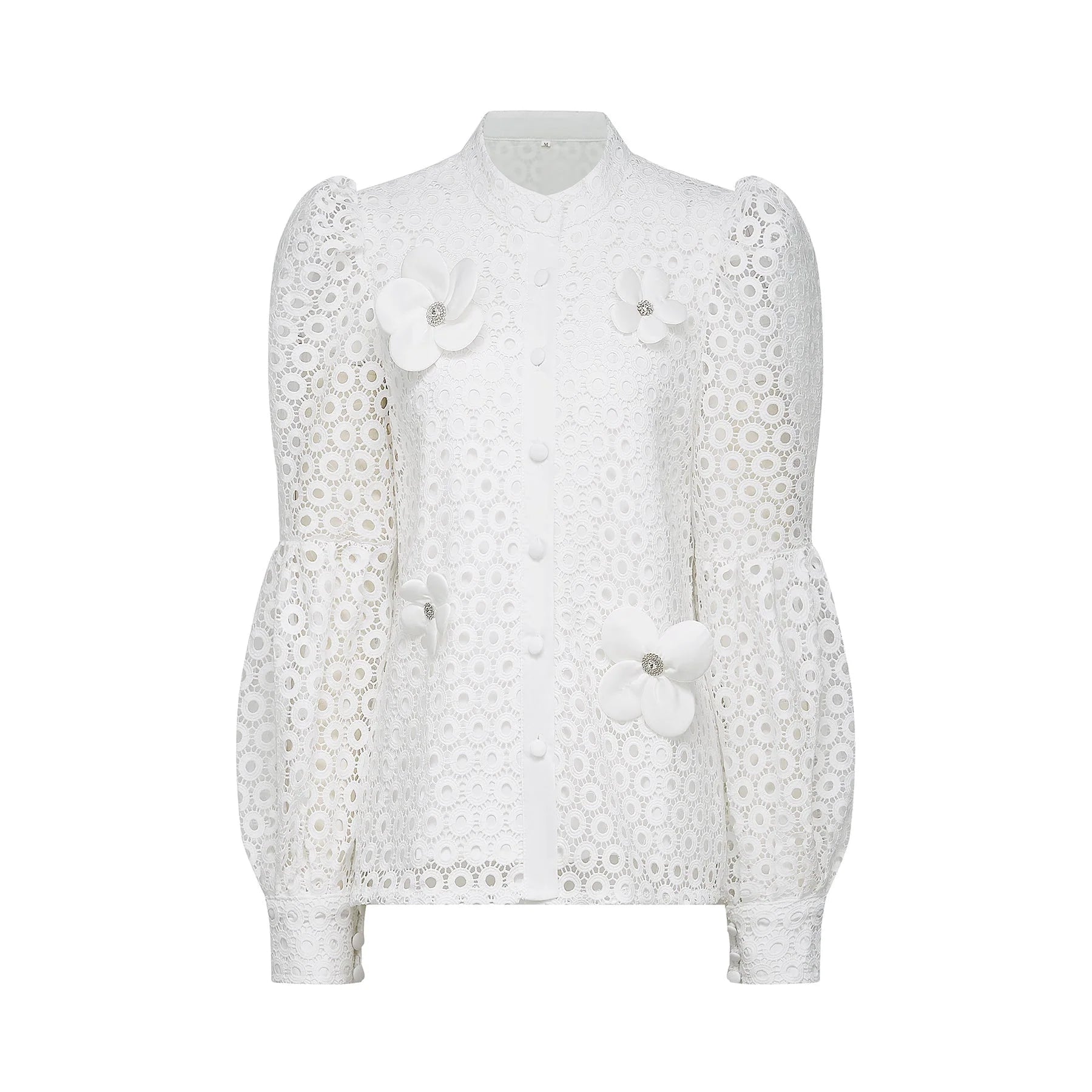Rebecca Blouse & Shorts White Faux Flower Crystal Set