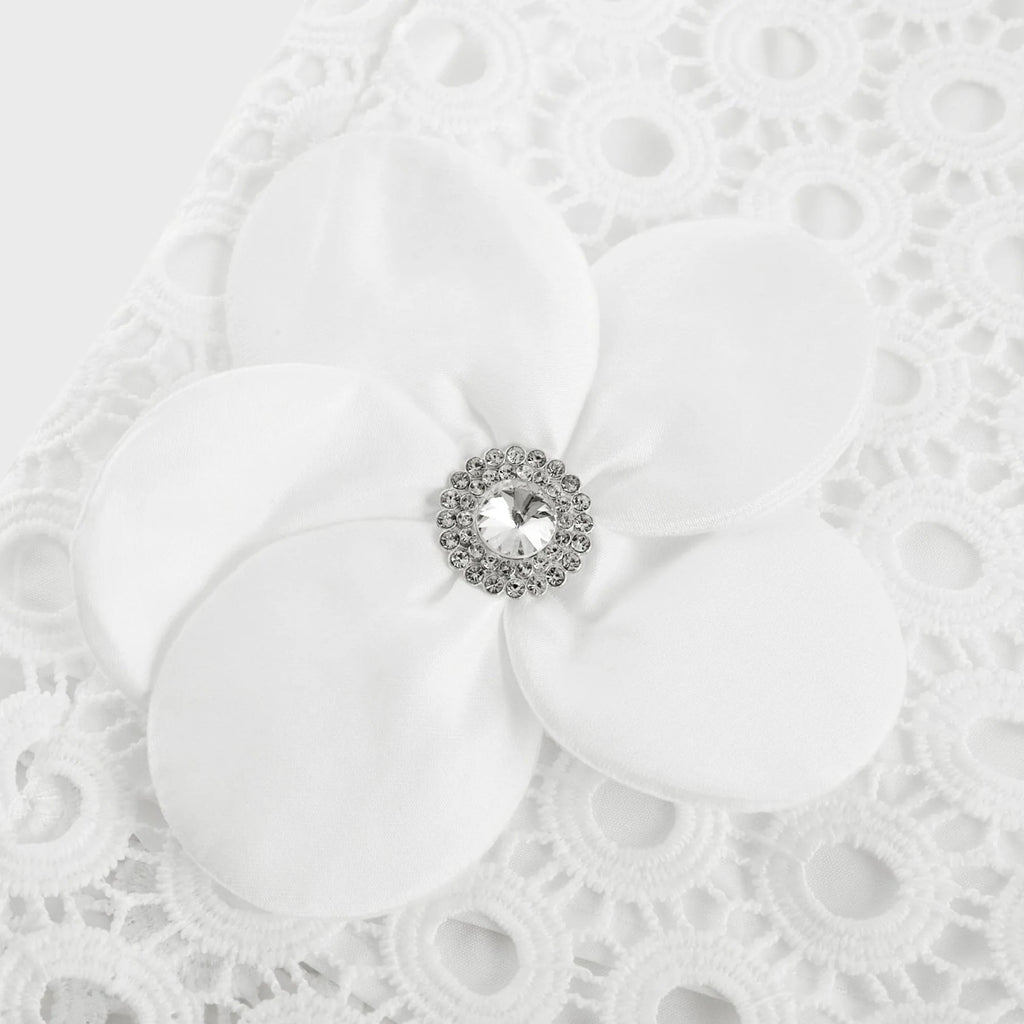 Rebecca Blouse & Shorts White Faux Flower Crystal Set