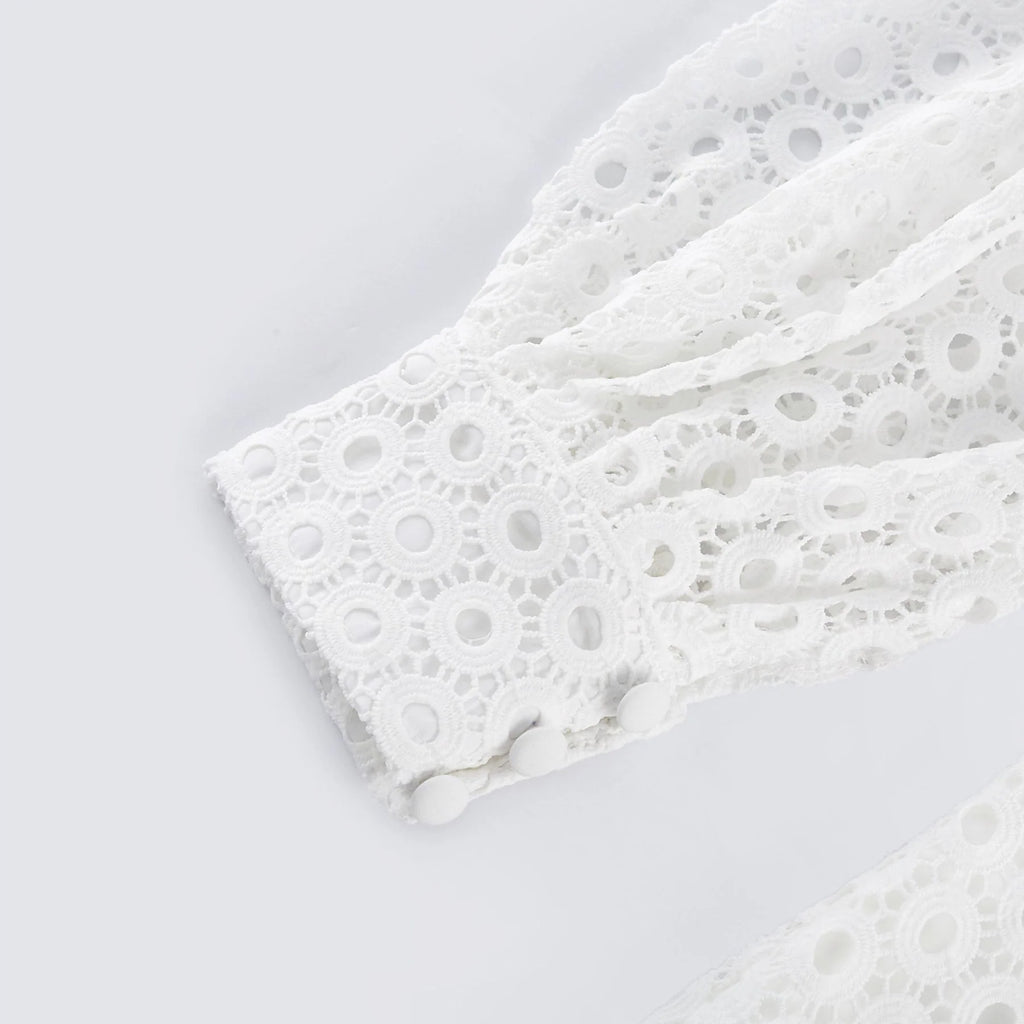 Rebecca Blouse & Shorts White Faux Flower Crystal Set