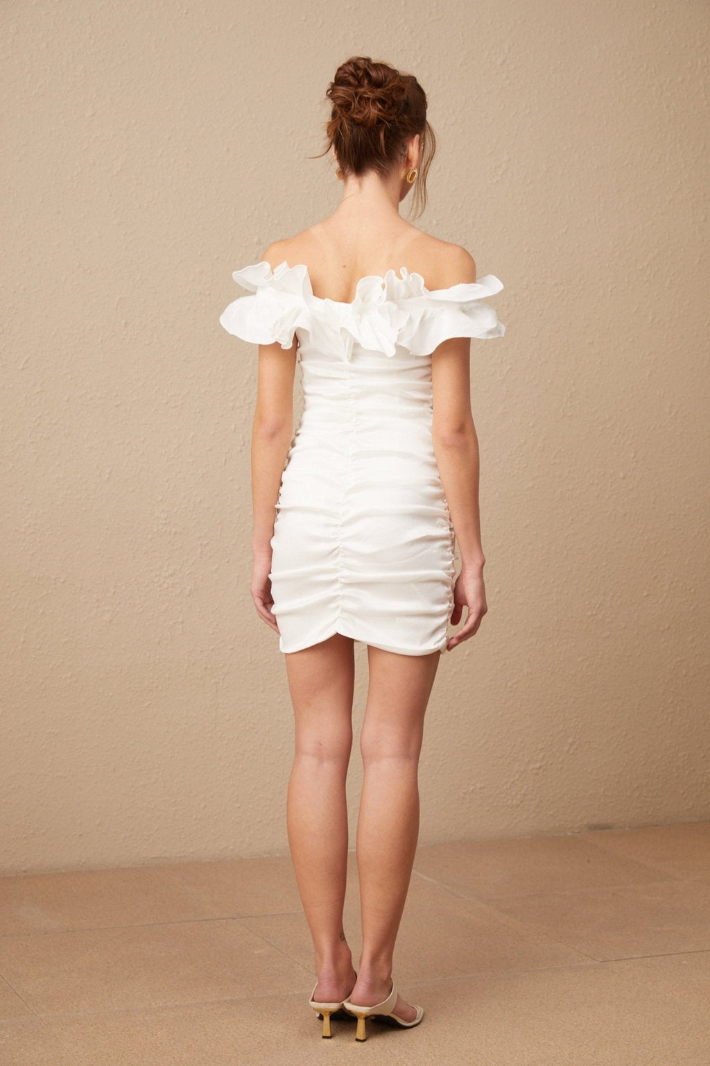Rebecca Mini Dress White Offshoulder Ruffled Silhouette