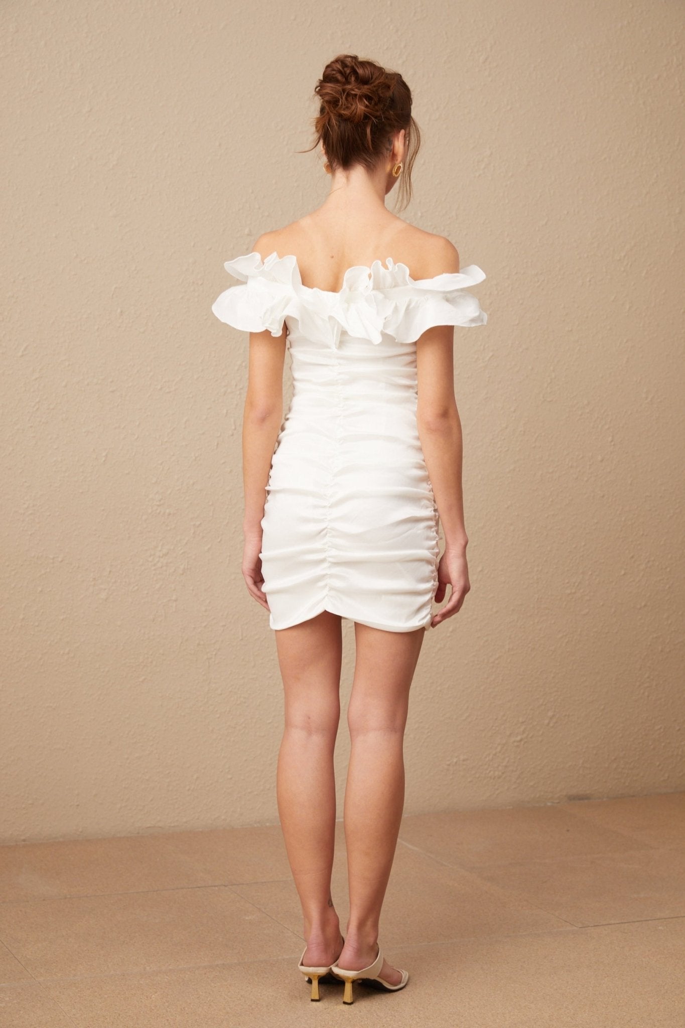 Rebecca Mini Dress White Offshoulder Ruffled Silhouette