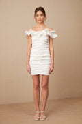 Rebecca Mini Dress White Offshoulder Ruffled Silhouette