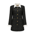 Rebecca Sequin Mini Dress Black Tweed & Sequin