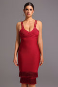 Red Loretta Sleeveless Tassel Bandage Mini Dress worn by Adalgisa
