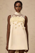 Remi Mini Dress Bow Detailing A - Line Thigh Length Neutrals