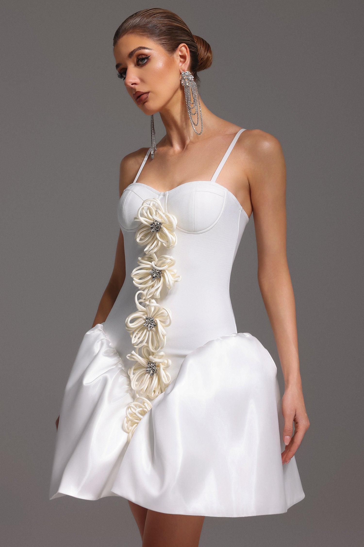 Remi White Floral Strapless Mini Dress for Special Occasions