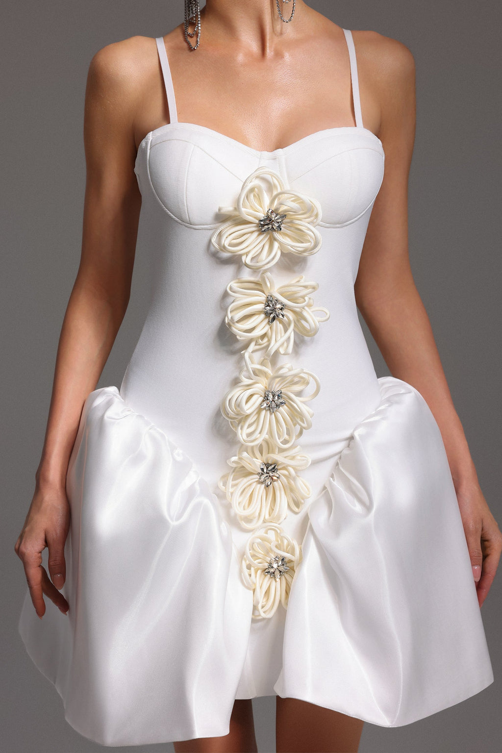 Remi White Floral Strapless Mini Dress