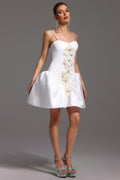 Remi White Strapless Floral Detail Mini Dress