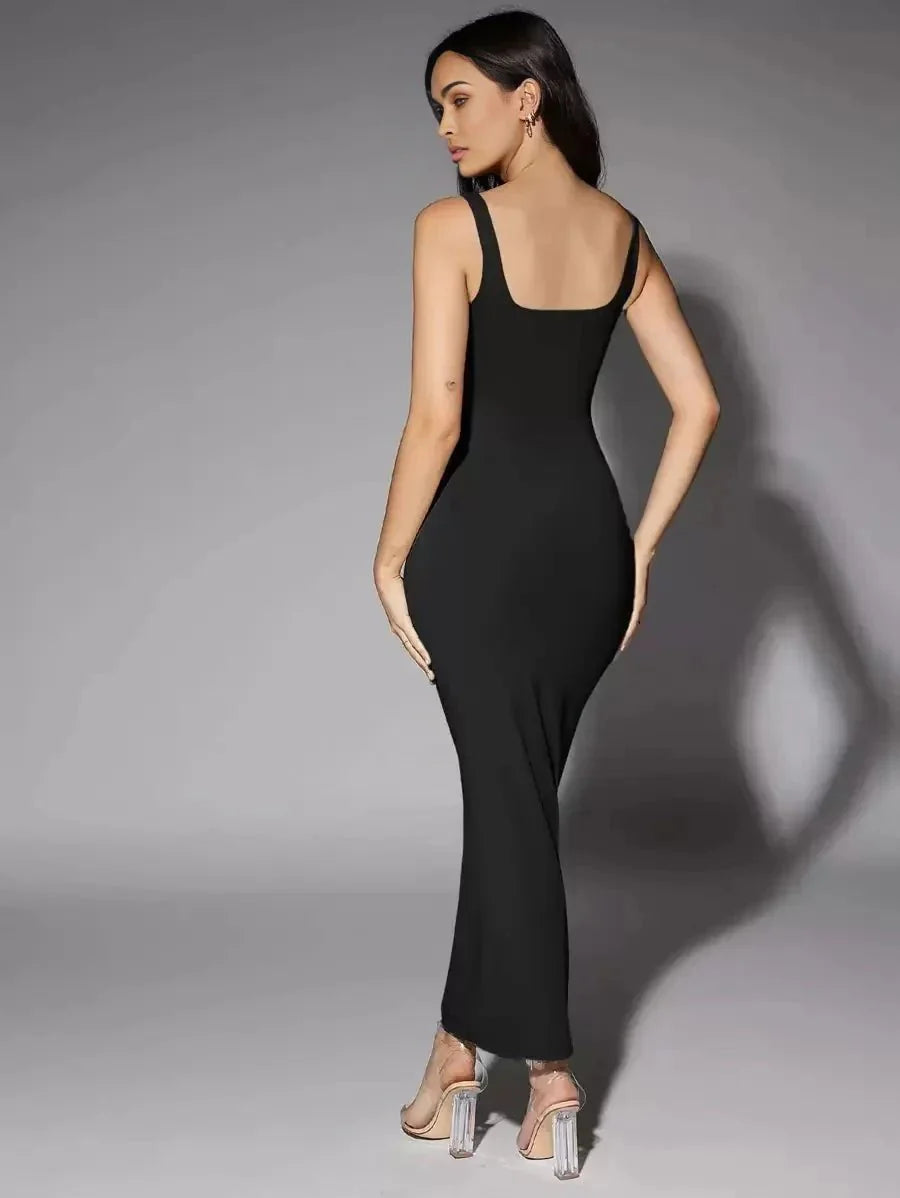 Renata Maxi Dress - Slim Fit - Refined Style - Sleeveless - Neckline Straps - High Stretch Fabric Elasticity - Split - Occasion Wedding