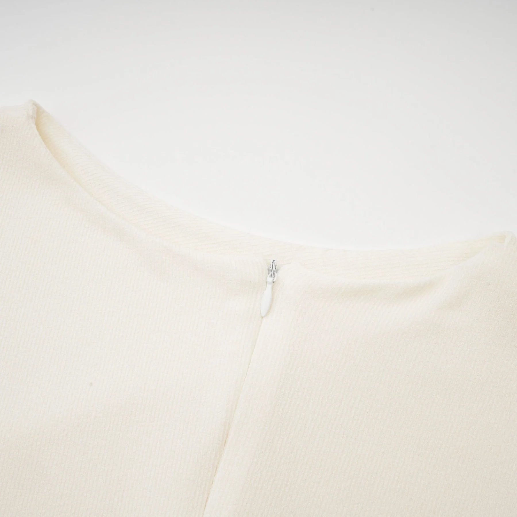 Riccarda Midi Dress White Draped Asymmetric Hem Ruched Detailing
