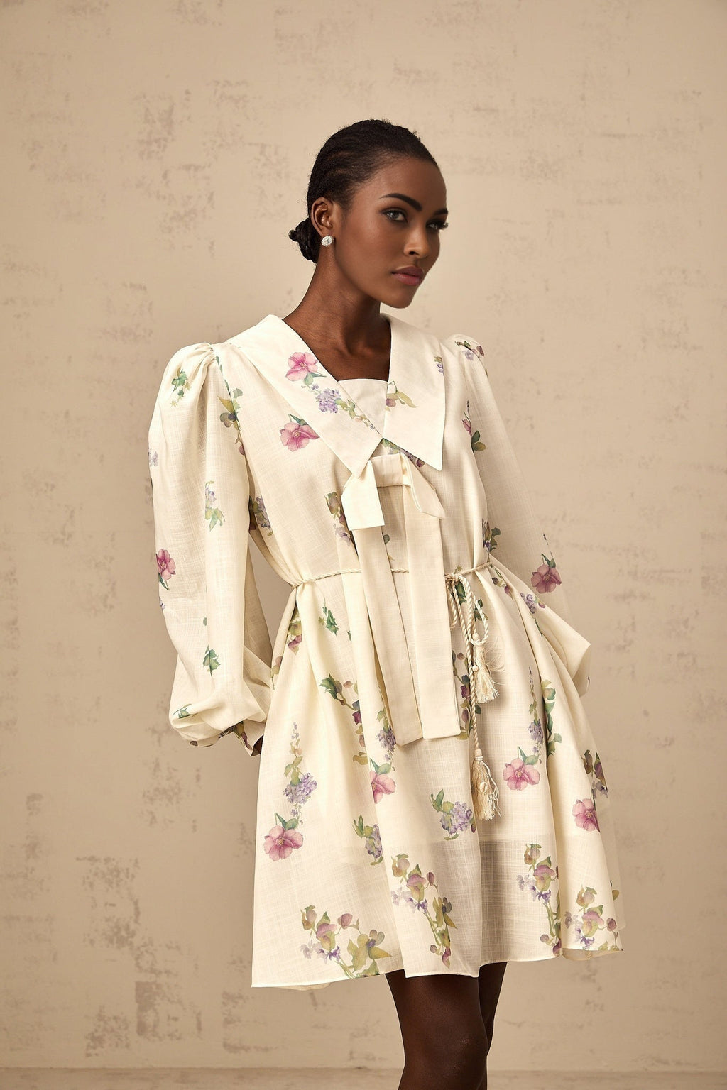 Riley Floral Mini Dress with Bowknot Detailing