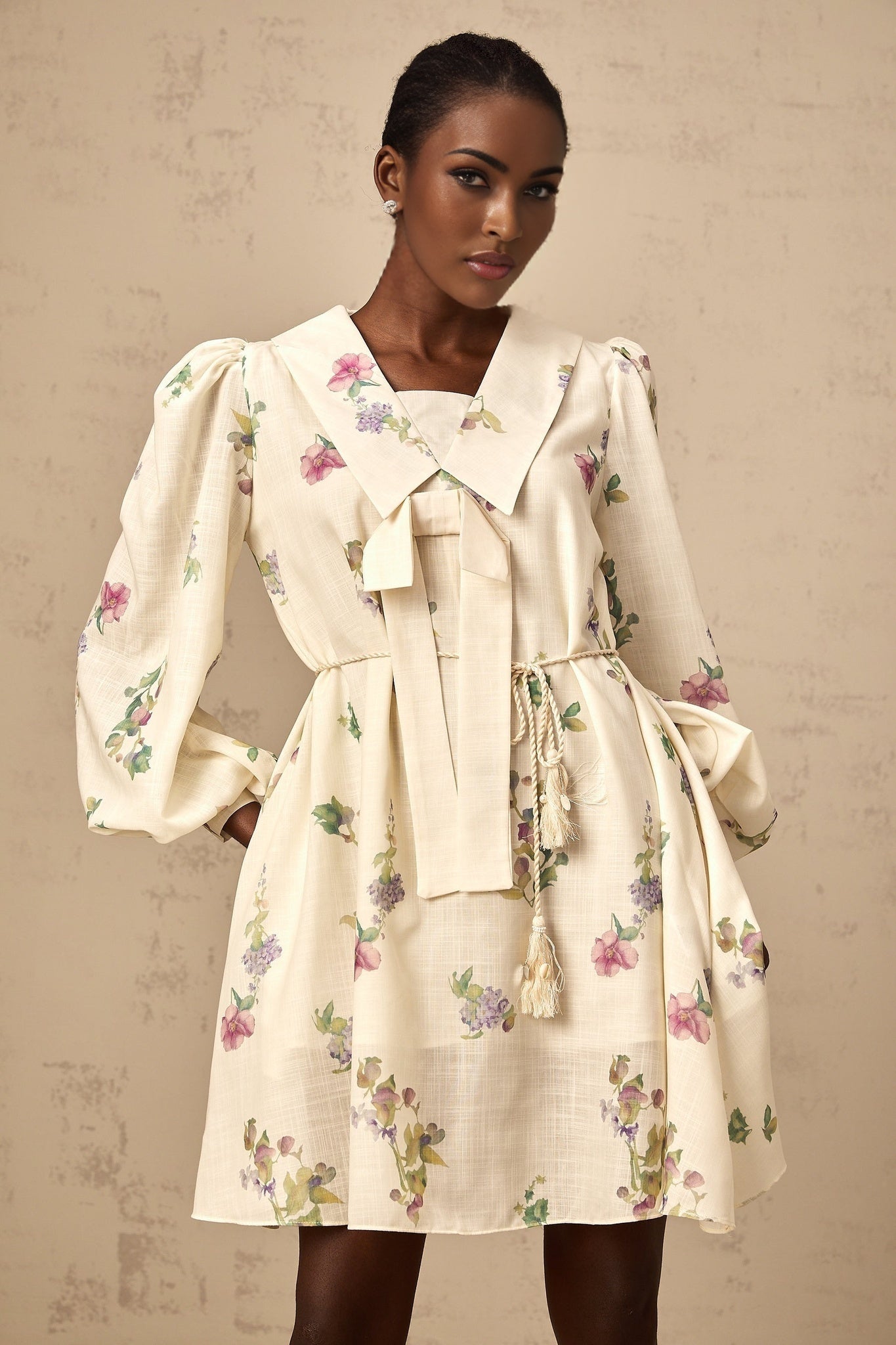 Riley Floral Mini Dress with Bowknot Detailing