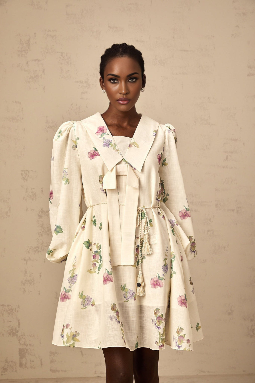 Riley Floral Mini Dress with Bowknot Detailing