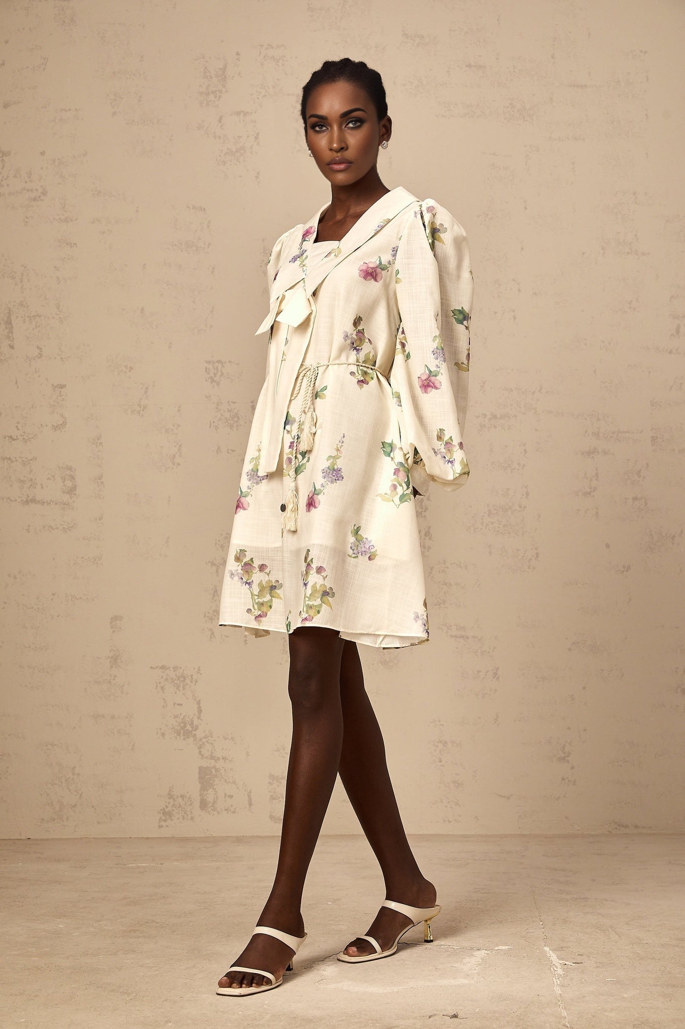 Riley Floral Mini Dress with Bowknot Detailing
