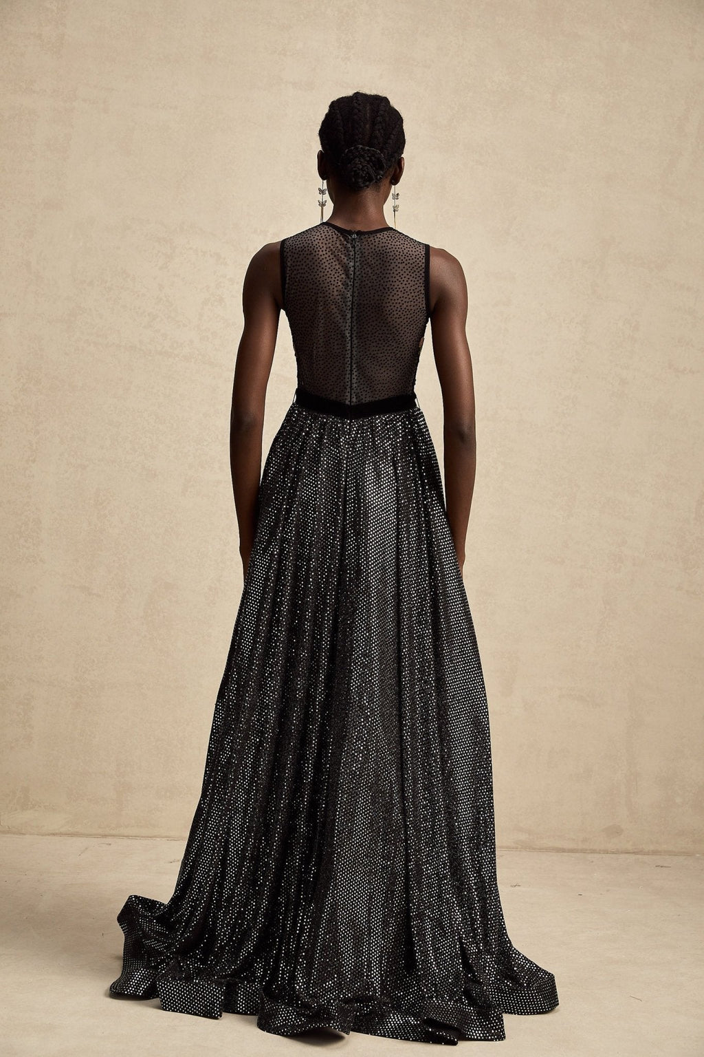 Rinata Embellished Maxi Dress with Floral Embroidery