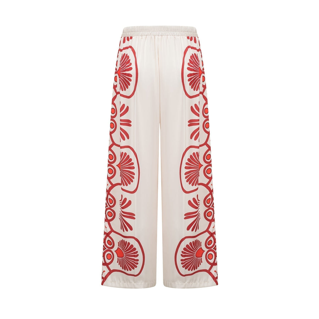 Rinata Shirt & Trousers White Multicolor Graphic Print Set