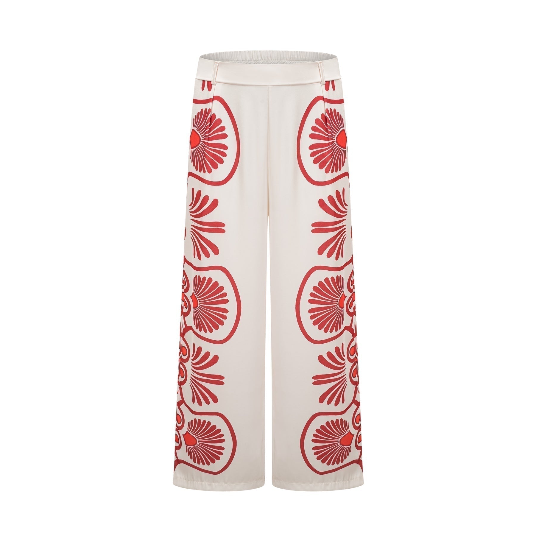 Rinata Shirt & Trousers White Multicolor Graphic Print Set