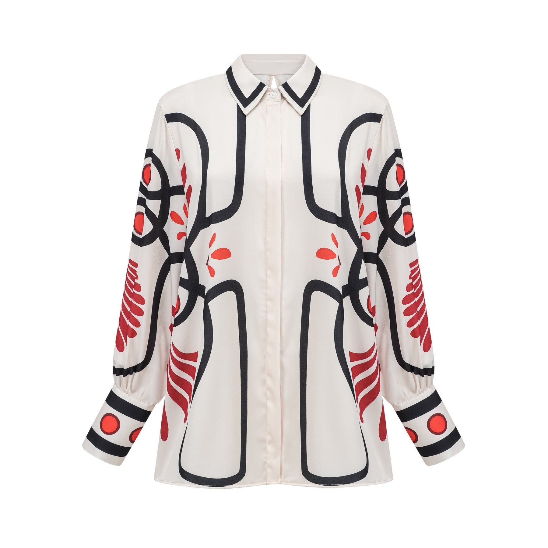 Rinata Shirt & Trousers White Multicolor Graphic Print Set