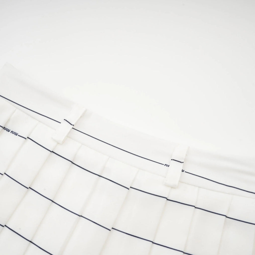 Rinata Top & Skirt Striped White Matching Set