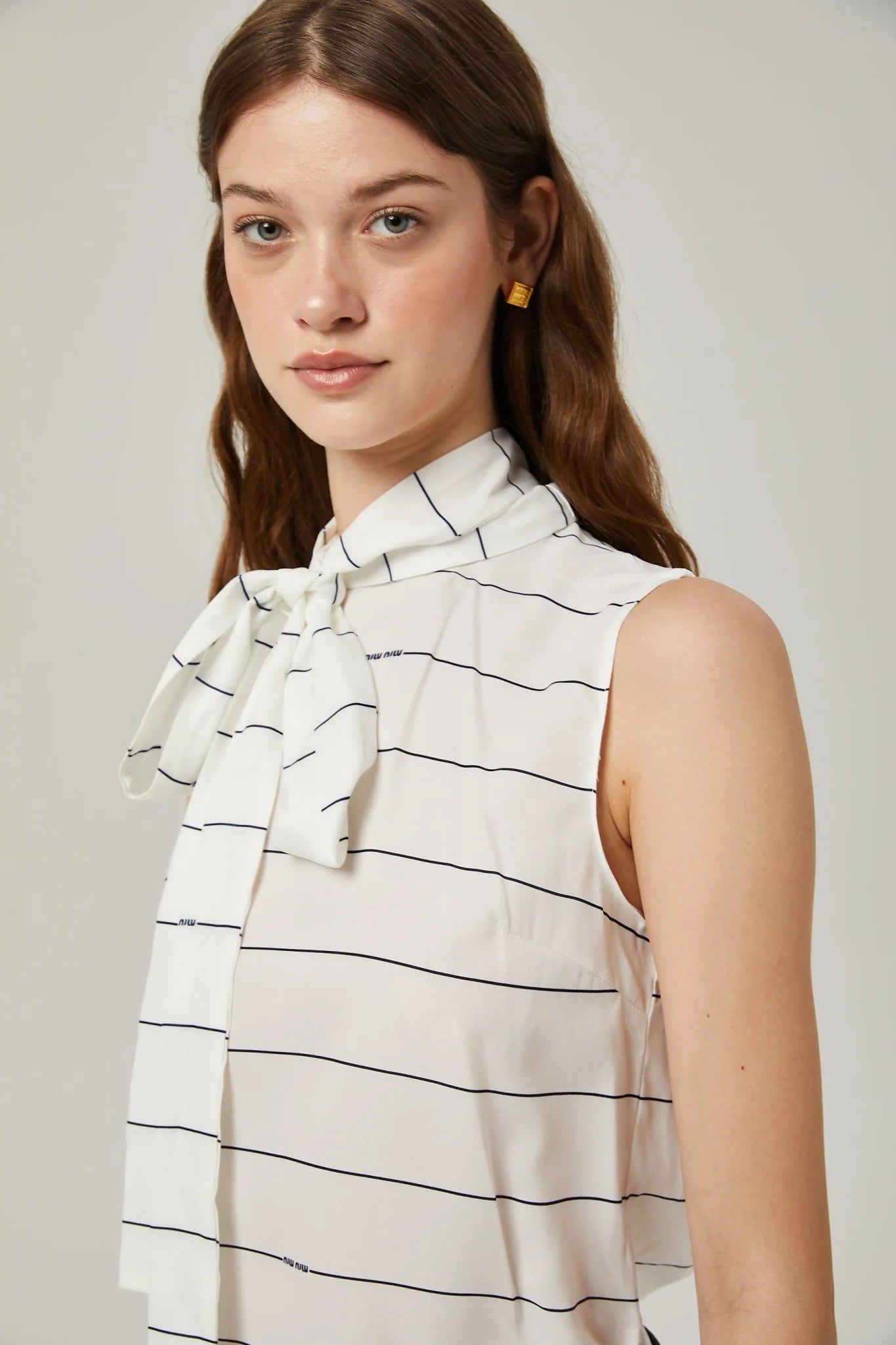 Rinata Top & Skirt Striped White Matching Set